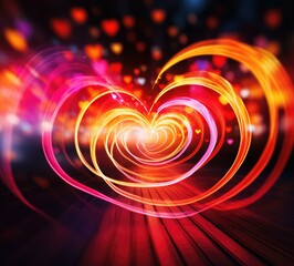 Wall Mural - a heart shaped light is shown in a dark room. ai.