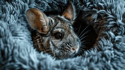 Wall Mural - A close up of a small animal in its bedding. AI.
