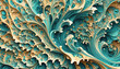 abstrakter Hintergrund einer Marmorierung aus natürlich flüssigen mehrfarbigen Wellen und fantasievollen Mustern in lebendig dynamischen Farbverlauf traumhaft kreativ bunter Textur in blau gelb türkis