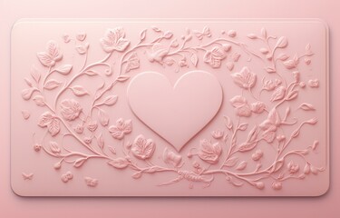 Canvas Print - A heart shaped mold with leaves and flowers on it. AI.