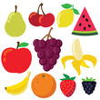Summer juicy delicious fruits vector cartoon illustration