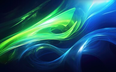 Wall Mural - a close up of a green and blue colored swirl on black. ai.