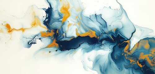 Sticker - Abstract Blue and Orange Fluid Art Painting