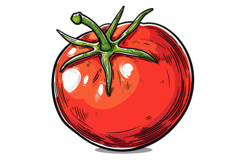 Sticker - clipart illustration of a tomato isolated on white or transparent png