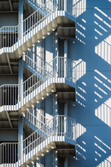Poster - Fire escape Stairs Building metal staircase Architecture details