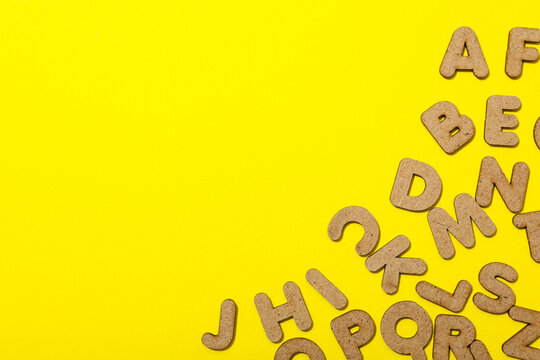 Alphabet from three-dimensional letters, top view.