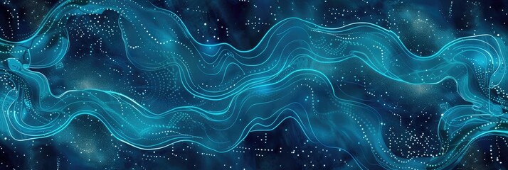 Poster - Abstract Blue Digital Waves Technology Background