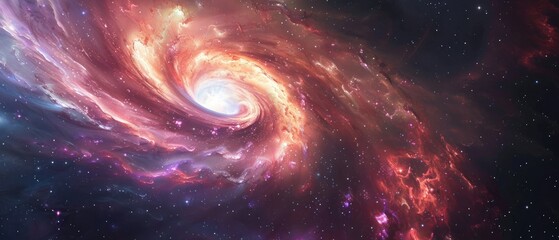 Wall Mural - a whirlpool of bright red and purple gases in space.
