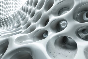 Poster - This image displays a clean, white organic wave structure that resembles natural bone tissue formations