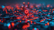 © somruethai - Red map pin in cityscape and network connection, indicating the city destination on the map and connection concept