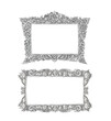 old decorative silver frame - handmade, engraved - isolated on white background