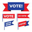 Vote flag. Blue and red voting ribbon set