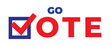 Vote word with checkmark symbol inside. Political election campaign logo