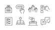 Vote icon set. Voting symbol collection. Election, ballot box, candidate, raising hands and right choice