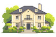 Classic European house isolated on transparent Background.