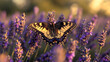 butterfly on a lavender flower in the field
