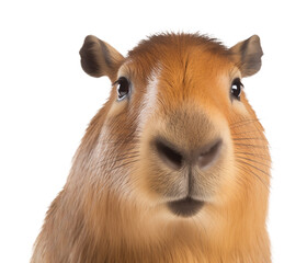 Wall Mural - Capybara Face Shot Isolated on Transparent Background
