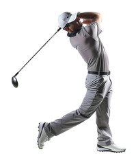 Wall Mural - Golfer Golf Swing  Isolated on Transparent Background
