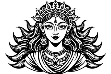 Canvas Print - maa-Durga-all-body--all-details--white-background