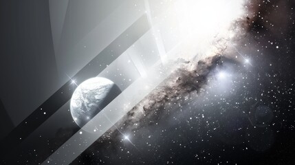 Wall Mural - majestic earth view from outer space with sunbeams and galaxy