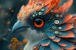 AI generated illustration of a vibrant bird showcasing intricate feathered plumage