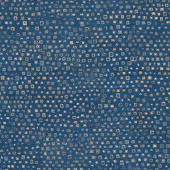 Wall Mural - This image features a starry mosaic pattern on a denim background, ideal for use in celestial themes or as a creative textile design.