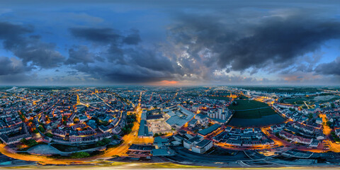 Wall Mural - 360° aerial city of worms downtown germany equirectangular vr environment