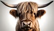 AI generated illustration of Adult cow standing on grass, making eye contact with camera