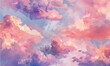 pattern watercolor background with clouds, blue and pink