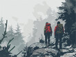 Enigmatic Hikers Emerge from Misty Wilderness, Senses Sharpened in the Eerie Unknown