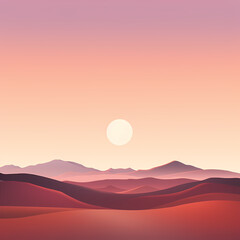 Canvas Print - Minimalist desert landscape at dawn. 