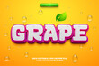 Fresh Purple Grape with water drop 3d logo template editable text effect style