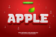 Fresh Red Apple with water drop 3d logo template editable text effect style