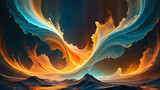 Fototapeta  - Surreal landscape of ethereal fire and ice