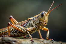 Closeup Image Of Grasshopper On The Ground