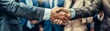 Global business leaders handshake, uniting demographics through networking, a symbol of partnership