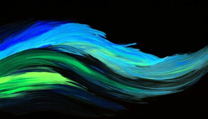 Wall Mural - Soft sweeps of green and blue oil paints on a black background, simulating the aurora borealis in the Arctic sky, with the paint's texture adding to the ethereal quality of the scene.