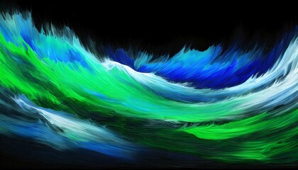 Wall Mural - Soft sweeps of green and blue oil paints on a black background, simulating the aurora borealis in the Arctic sky, with the paint's texture adding to the ethereal quality of the scene.