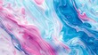 © Palung - Abstract background with pink and blue swirls of liquid paint. Pastel colored fluid art painting. Modern wallpaper for interior design, decoration, and poster print. Trendy fashion illustration