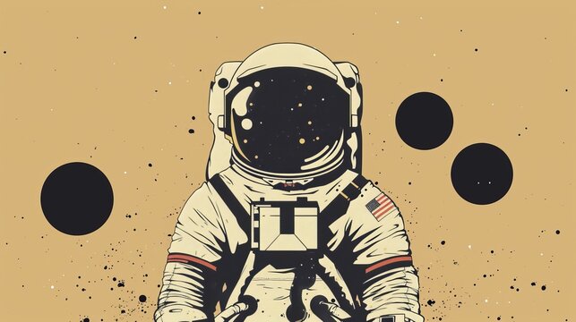 Light gold background highlighting the cartoonish features of the astronaut   AI generated illustration
