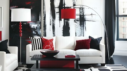 Wall Mural - a living room filled with furniture and a painting on the wall