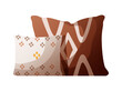 Two pillows in boho style. Home interior, cozy home concept. Isolated vector illustration.