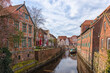 Old harbor and half-timbered houses at Stade, Lower Saxony Germany