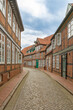 Cobblestone street at the old town of Stade, Germany