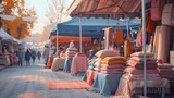 Fototapeta  - Crowded antique flea market, nostalgic, colorful, shopping