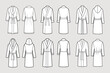 © Tatiana - Set of bathrobes for men. Front and back views. Hand drawn illustration, sketch. Vector