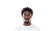 Black man isolated on transparent and white background.PNG image.