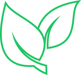 Linear green leaves icon as a symbol of environmental protection strategy