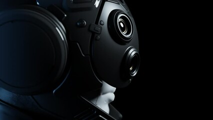 Wall Mural - the robot looks at what is happening in the room. the concept of technology and artificial intellige