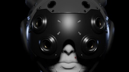 Wall Mural - close-up of the robot , the robot looks at what is happening in the room